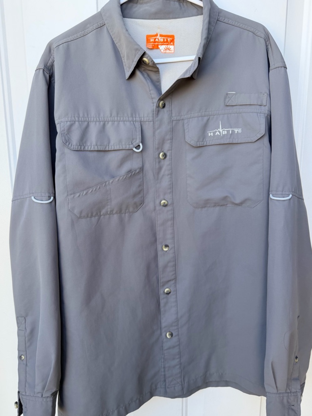 Habit Fishing Shirt Men’s Large Gray Vented Long Sleeve Performance Outdoor